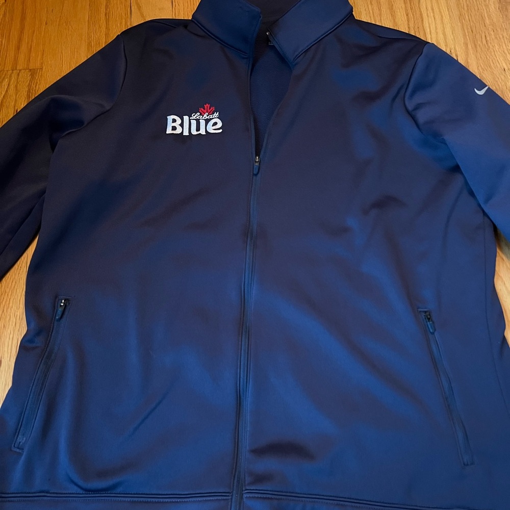 Nike Dri-Fit Labatt Blue Promotional Zip Up Jacket, XL Dark Blue Zip Pockets